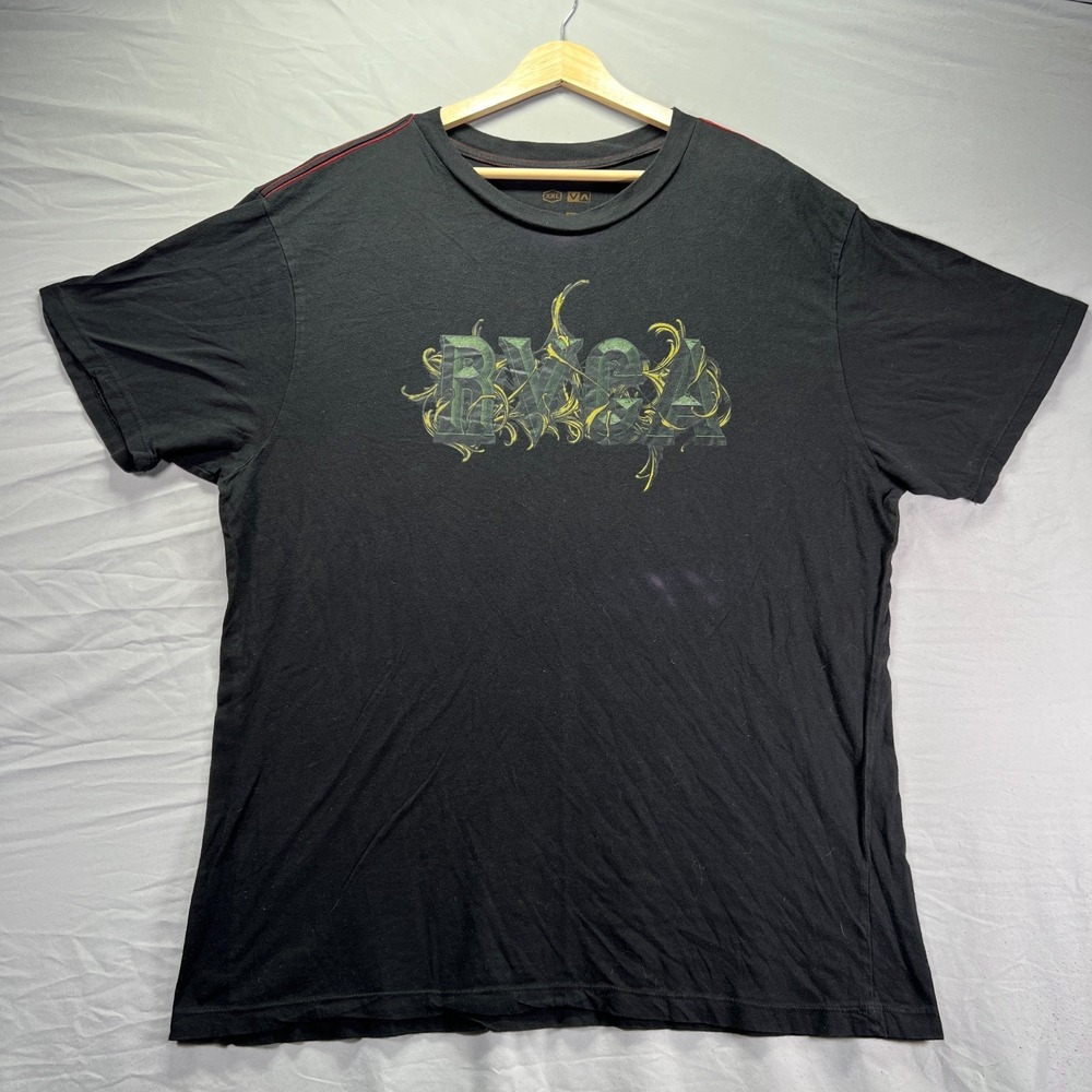 RVCA Shirt Mens 2XL Black Short Sleeve Artist Network Program Ju Jitsu MMA Fight